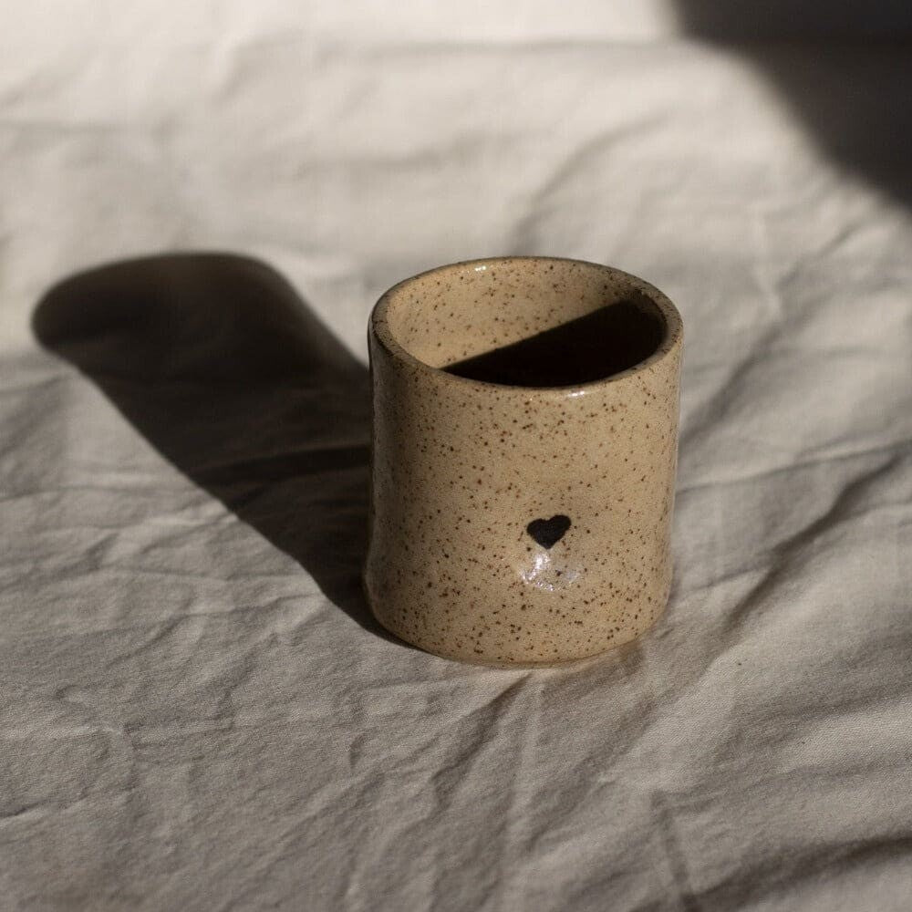 black heart thumb print mug 8 oz - pottery