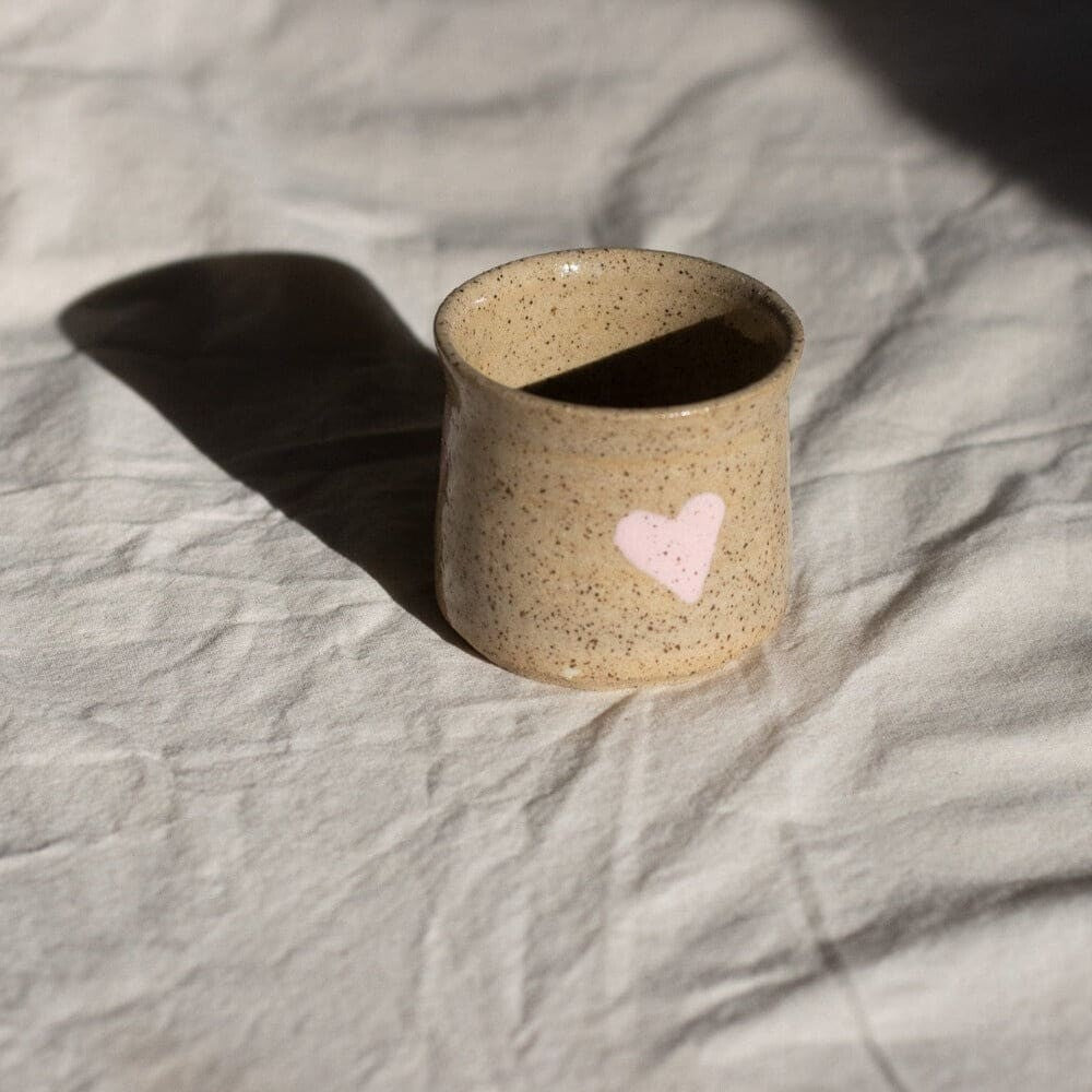 pink heart mug 6 oz - pottery