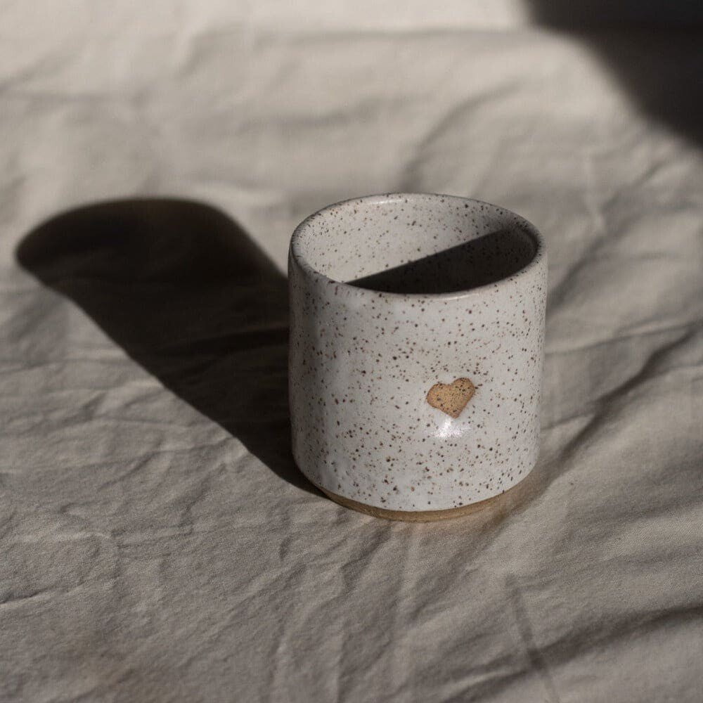 textured heart thumb print mug 8 oz - pottery