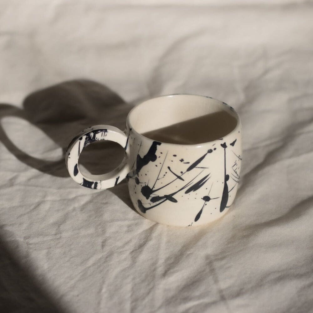 black splatter mug - pottery