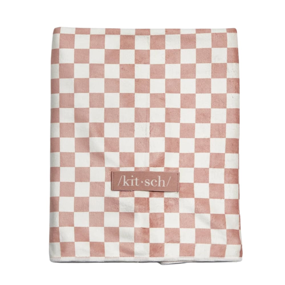 Quick-Dry Hair Towel Wrap | Terracotta Checker