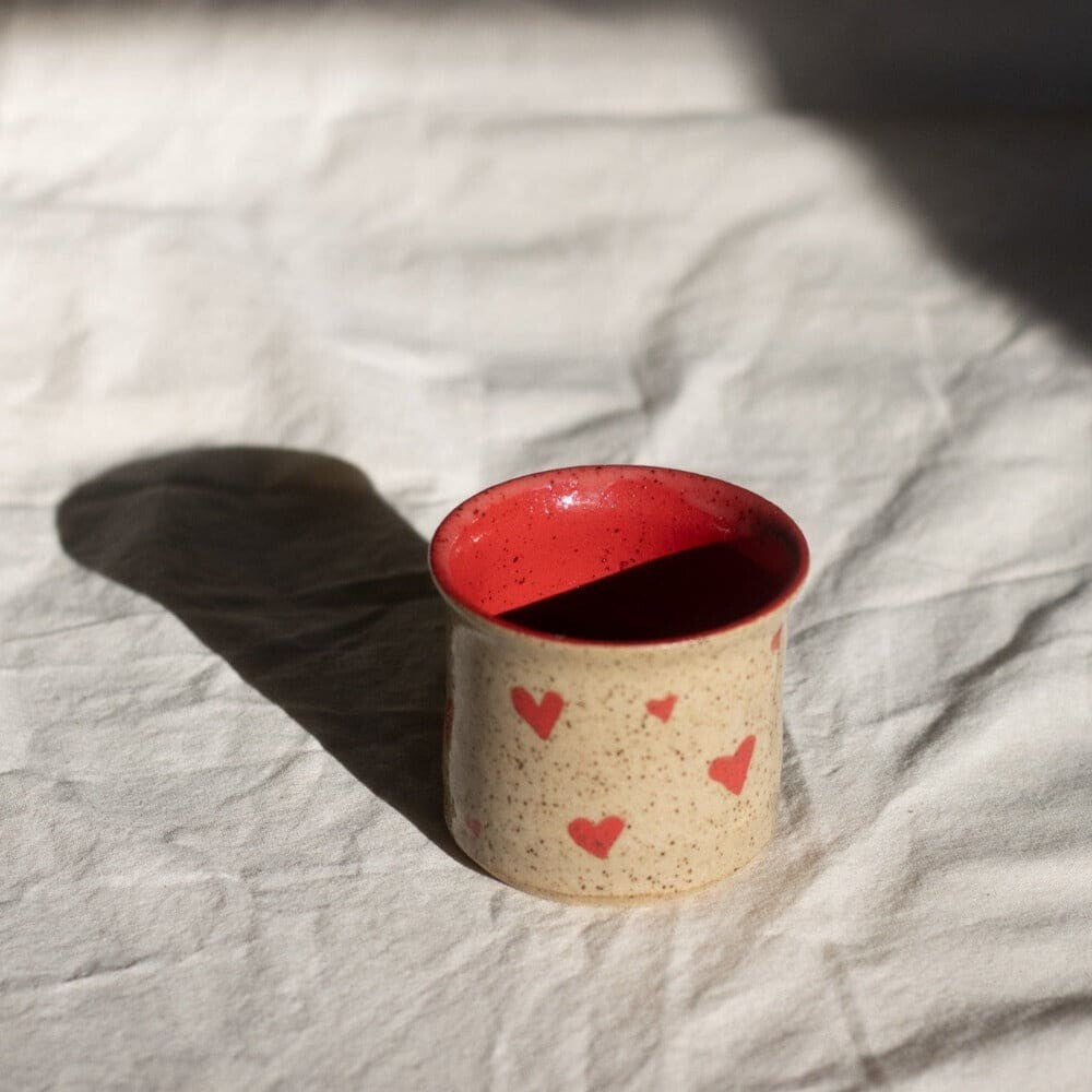 red heart mug 7 oz - pottery