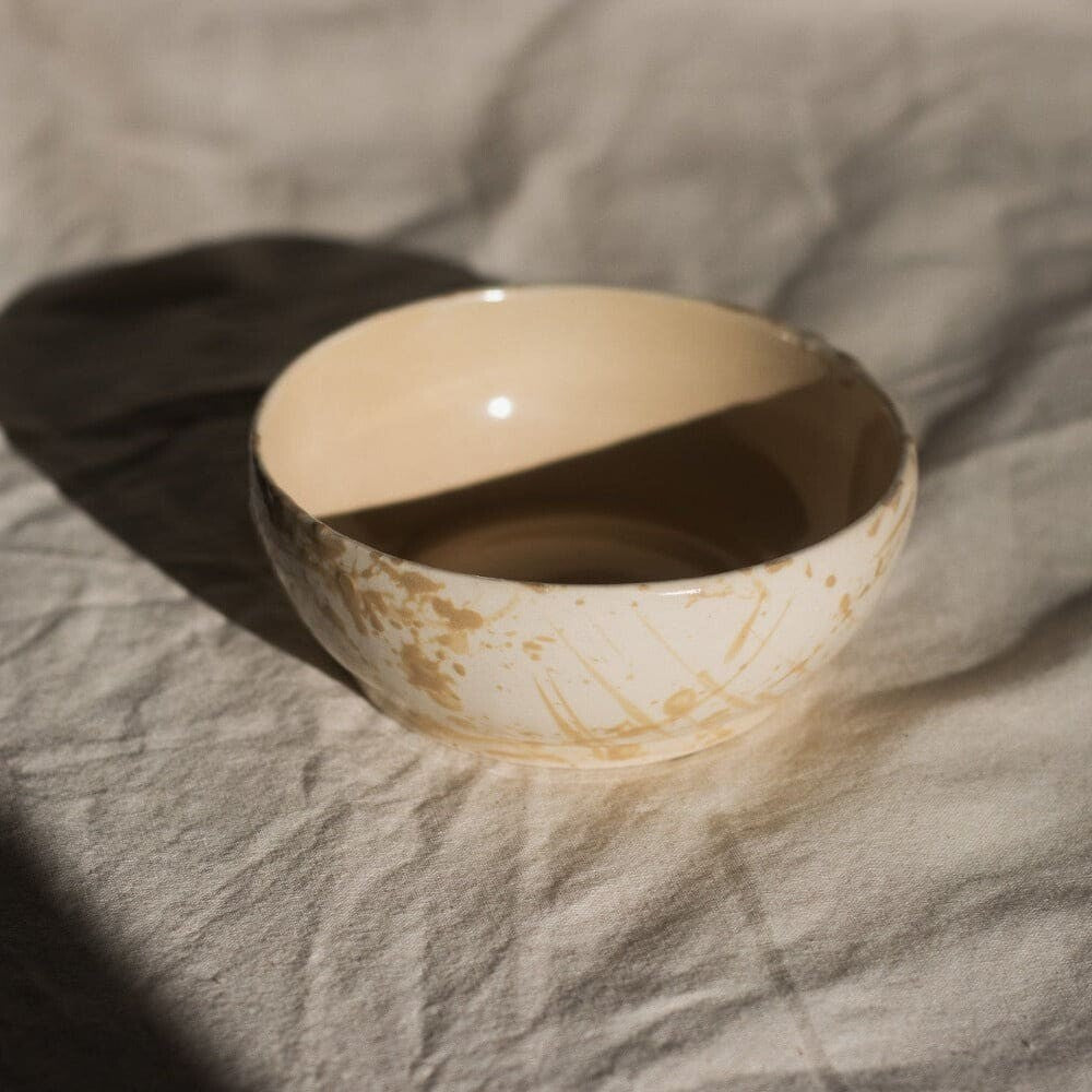 tan splatter bowl - pottery