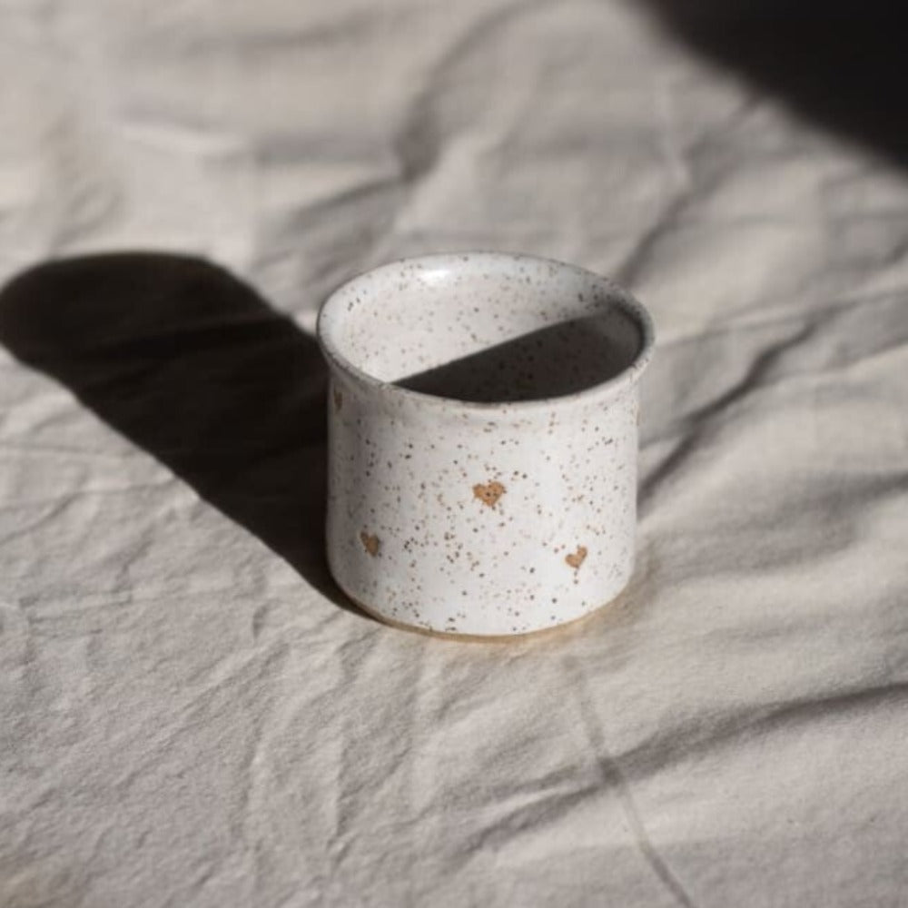 textured tiny hearts mug 6 oz - pottery